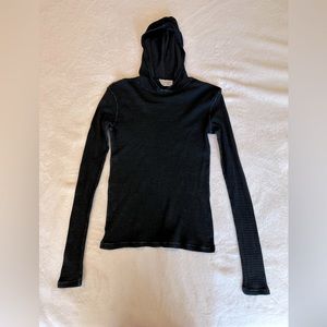 Michael Stars Long Sleeve Thermal With Hood - Black - Size Small